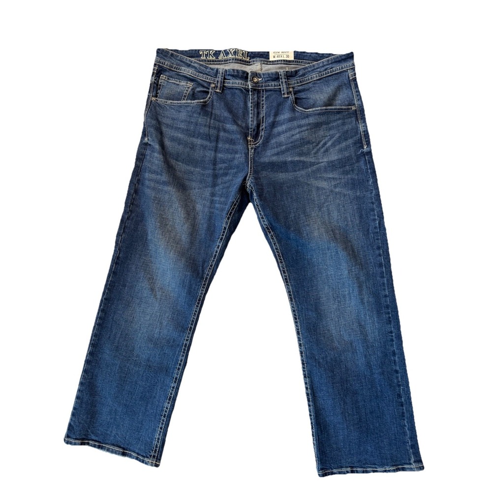 TK Axel Men's Slim Boot Jeans W40‎ L30 Dark Wash Stretch Denim Straight Leg